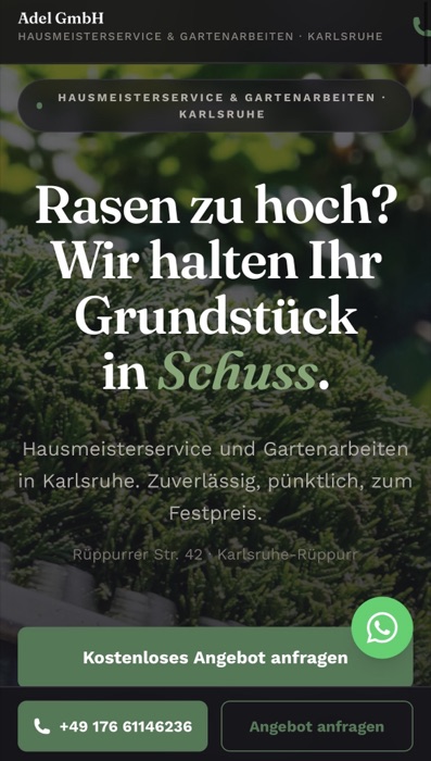 Adel GmbH, mobile Ansicht