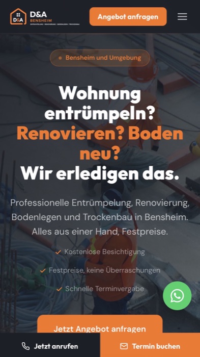 D&A Bensheim, mobile Ansicht